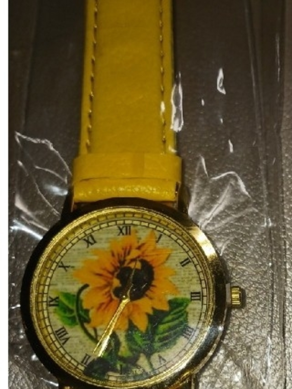 Yellow Sunflower Face Wristwatch